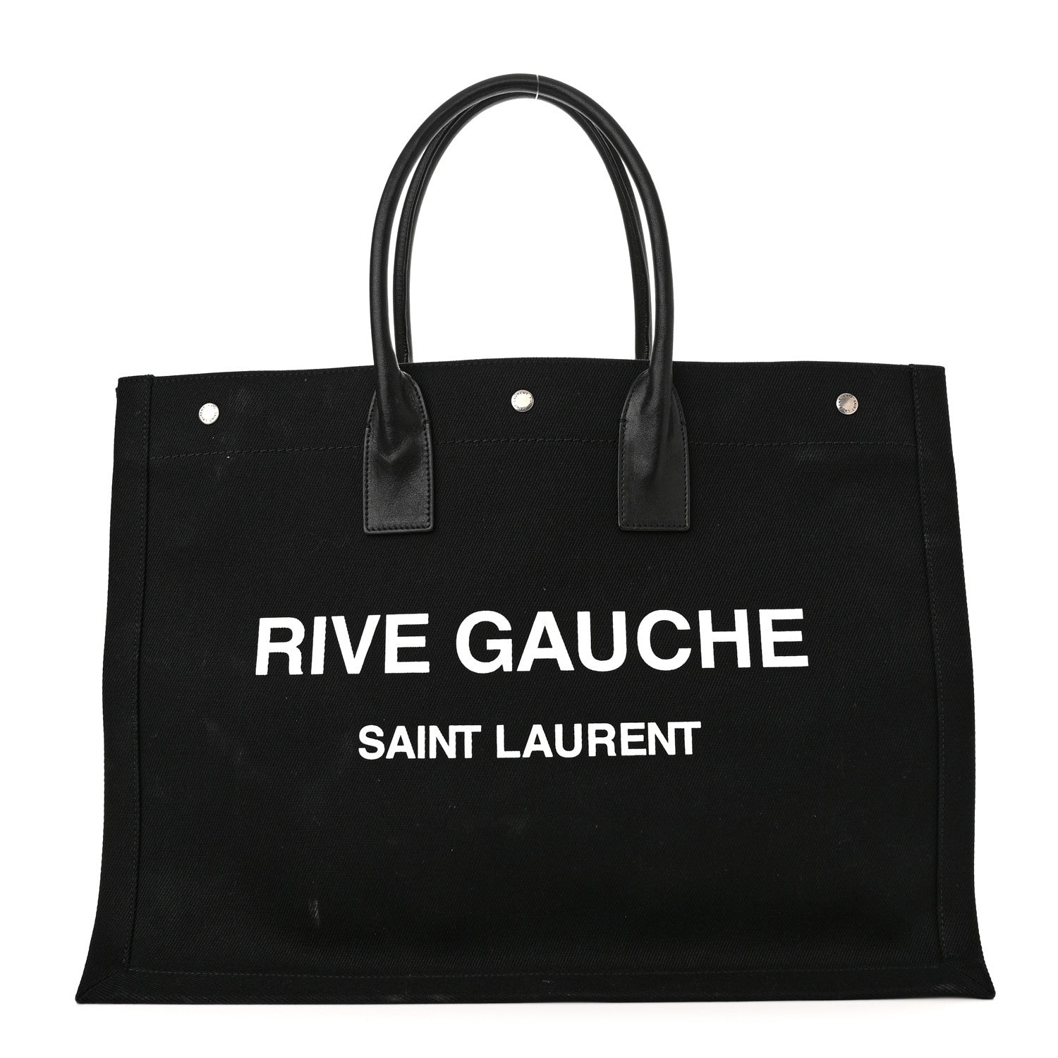 Saint Laurent Linen Calfskin Rive Gauche Tote Black 1 of 11