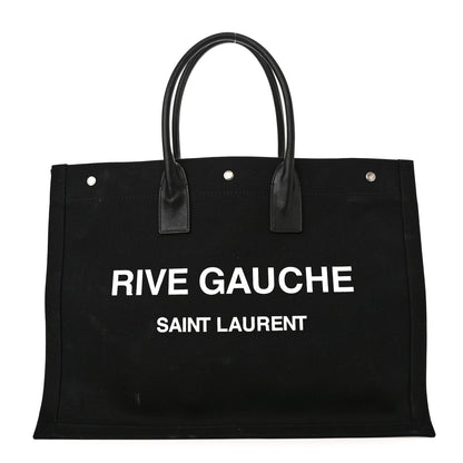 Saint Laurent Linen Calfskin Rive Gauche Tote Black 1 of 11