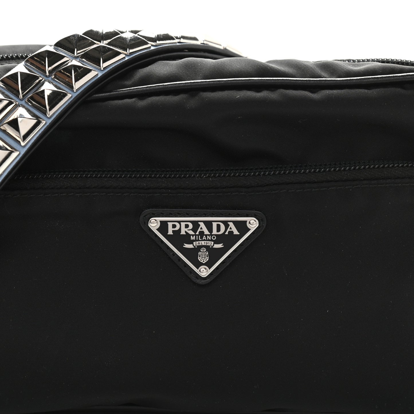 Tessuto Nylon Studded New Vela Shoulder Bag Black Astrale