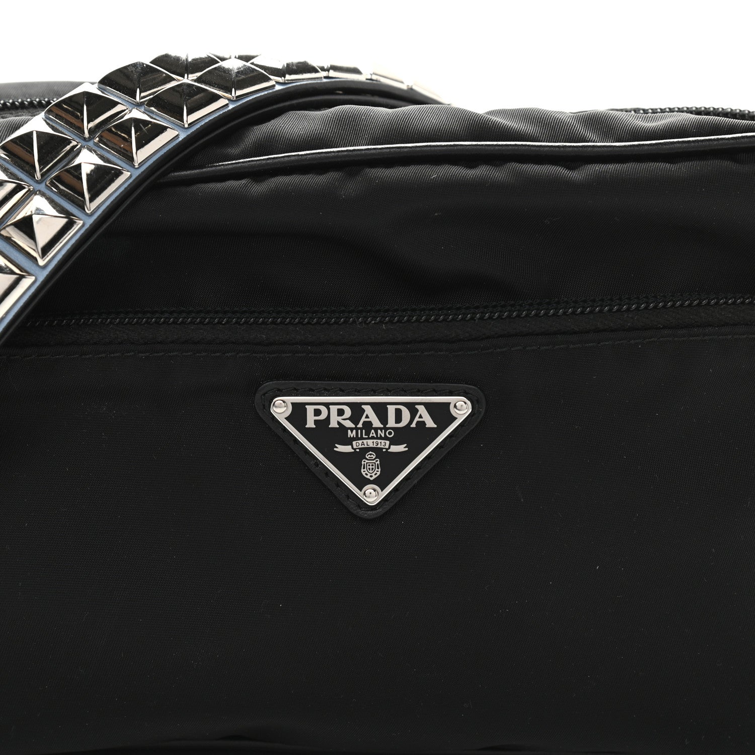 Prada Tessuto Nylon Studded New Vela Shoulder Bag Black Astrale 9 of 11