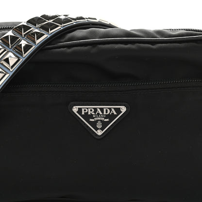 Prada Tessuto Nylon Studded New Vela Shoulder Bag Black Astrale 9 of 11