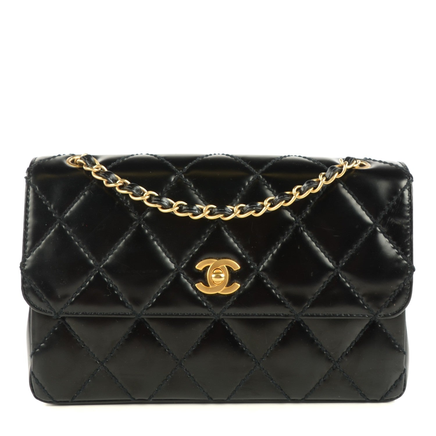 Chanel Glazed Calfskin Quilted Medium Single Flap Black 1 of 8