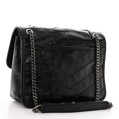 Saint Laurent SAINT LAURENT Crinkled Lambskin Matelasse Monogram Baby Niki Chain Satchel Black 2 of 8