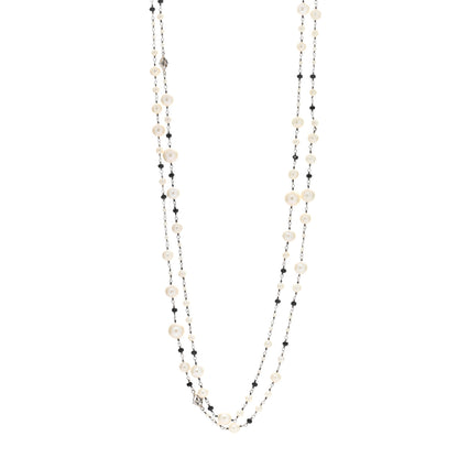 David Yurman Sterling Silver Black Onyx Pearl Graduated Necklace 1 of 4