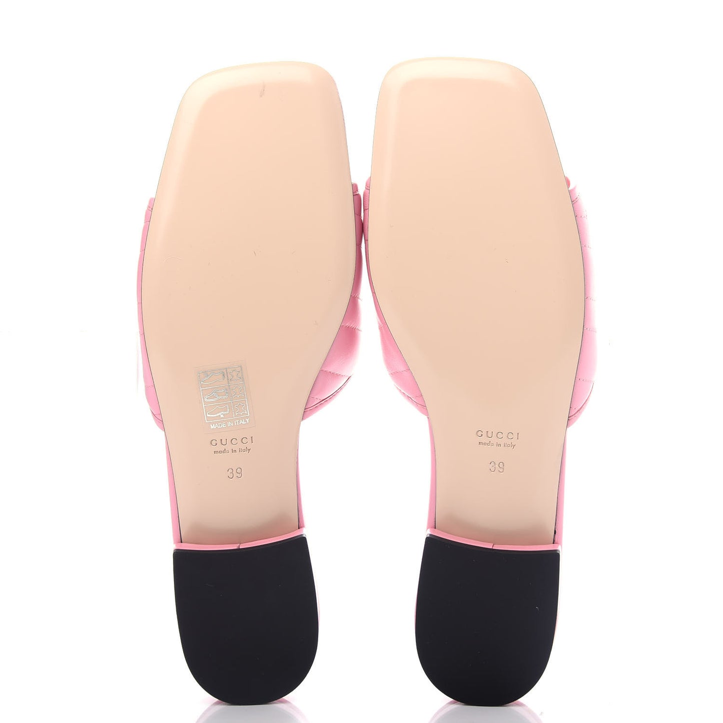 Nappa Matelasse GG Marmont Flat Slide Sandals 39 Wild Rose