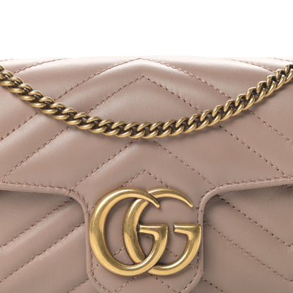 Gucci Calfskin Matelasse Super Mini GG Marmont Shoulder Bag Porcelain Rose 11 of 12
