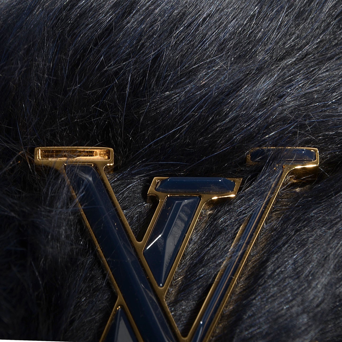 Nathalia Fox Fur Scarf Blue Nuit