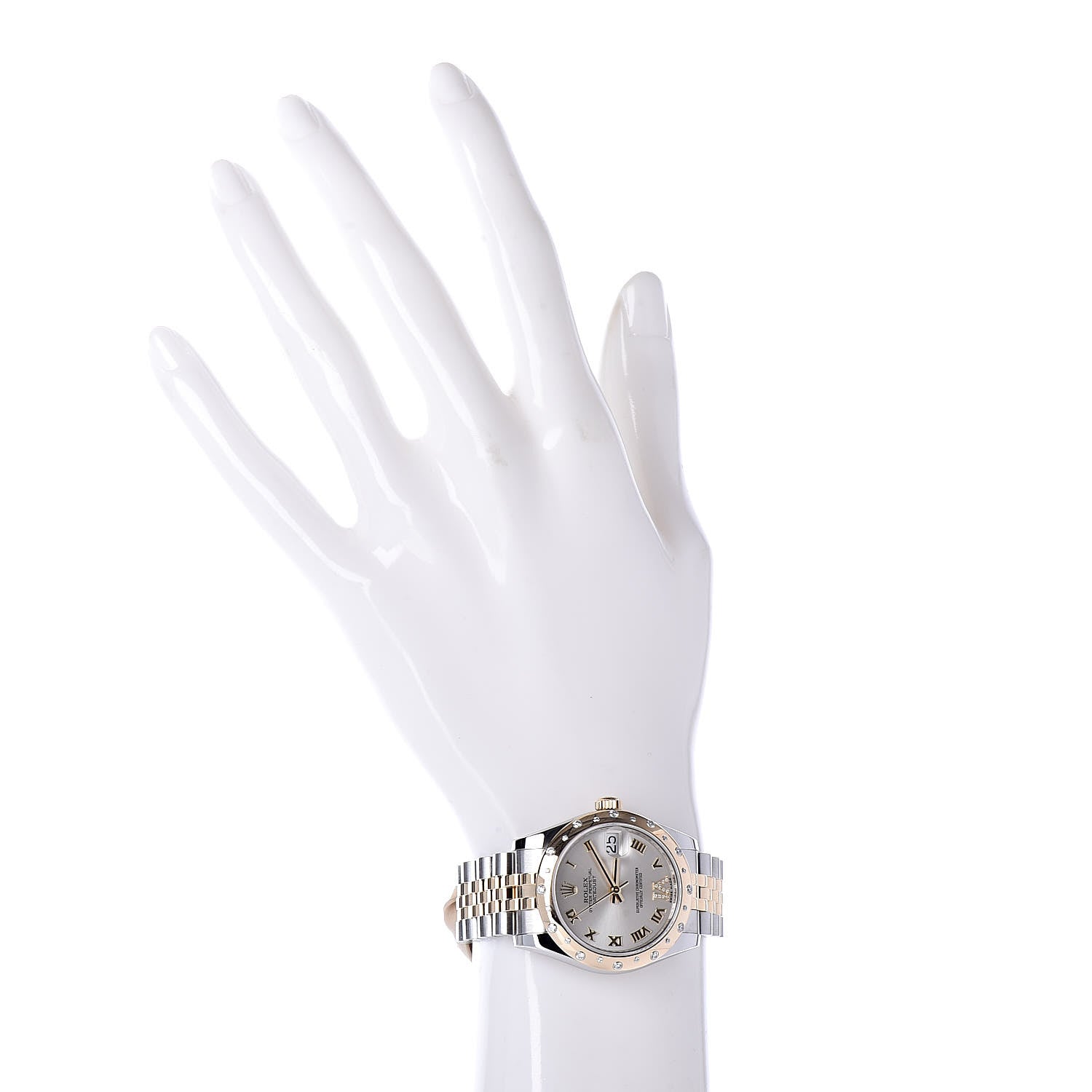 Rolex Stainless Steel 18K Yellow Gold Diamond 31mm Oyster Perpetual Datejust Watch Silver Roman 178343 2 of 7