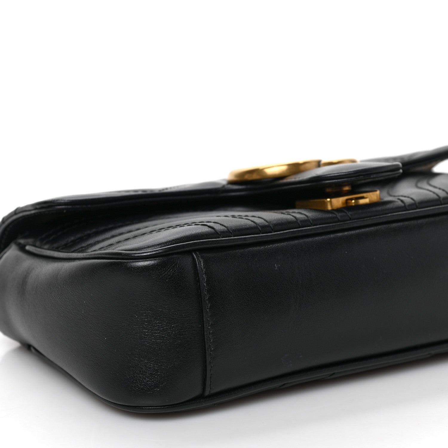 Gucci Calfskin Matelasse Mini GG Marmont Shoulder Bag Black 8 of 9