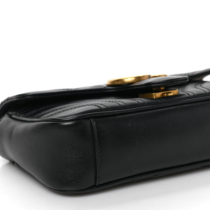 Gucci Calfskin Matelasse Mini GG Marmont Shoulder Bag Black 8 of 9