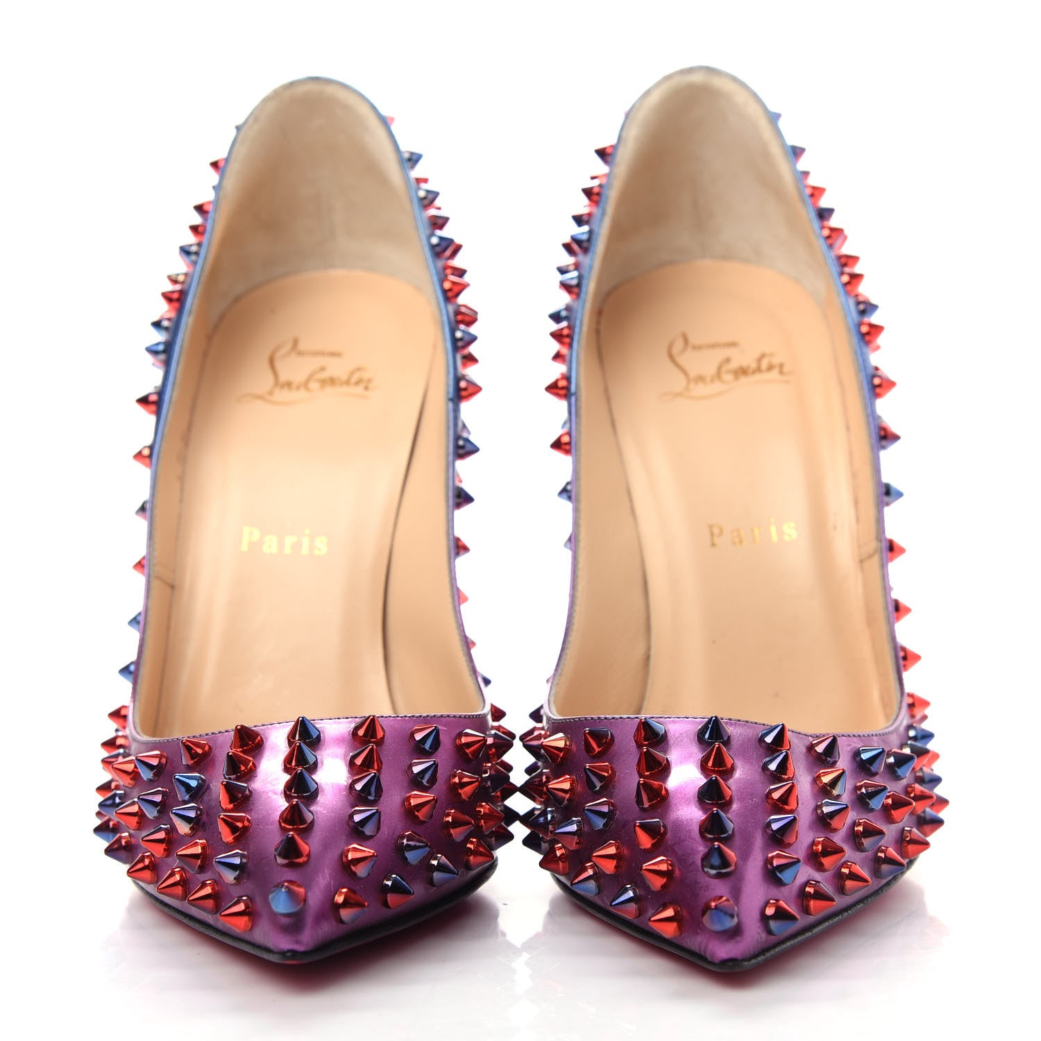 Christian Louboutin Patent Scarabe Follies Spikes 120 Pumps 38.5 Rose Digitale 2 of 10