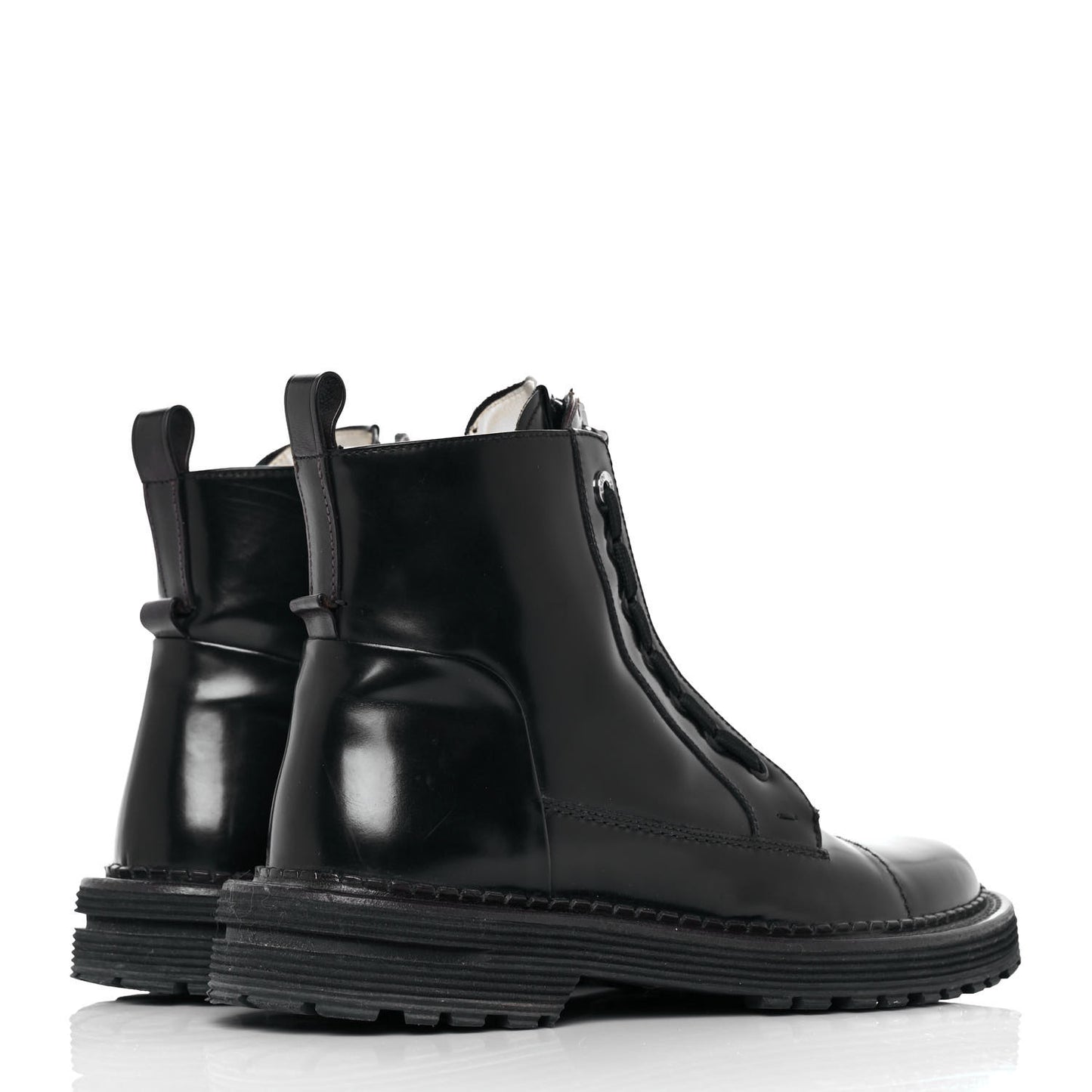 Glazed Calfskin Mens Biker Boots 8 Brown Black
