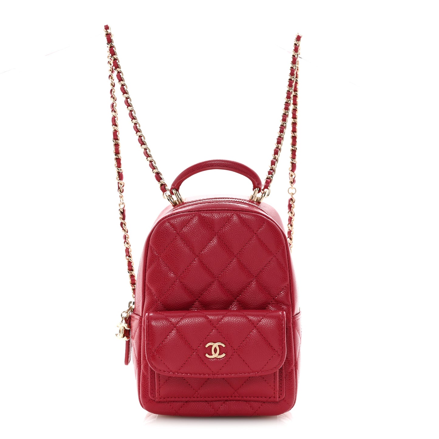 Caviar Quilted CC Mini Classic Backpack Dark Red
