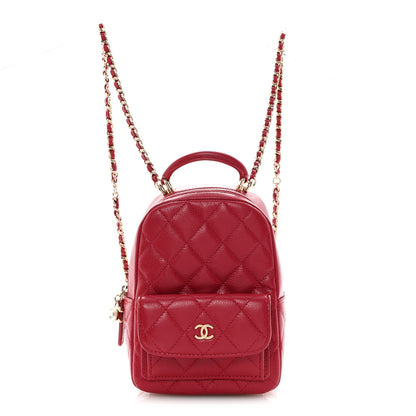Chanel Caviar Quilted CC Mini Classic Backpack Dark Red 1 of 11
