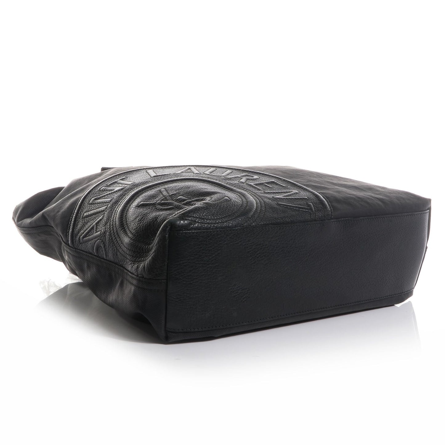 Coated Canvas Leather Patch Logo Tote Black