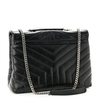 Saint Laurent Calfskin Y Quilted Monogram Medium Loulou Chain Satchel Black 3 of 11