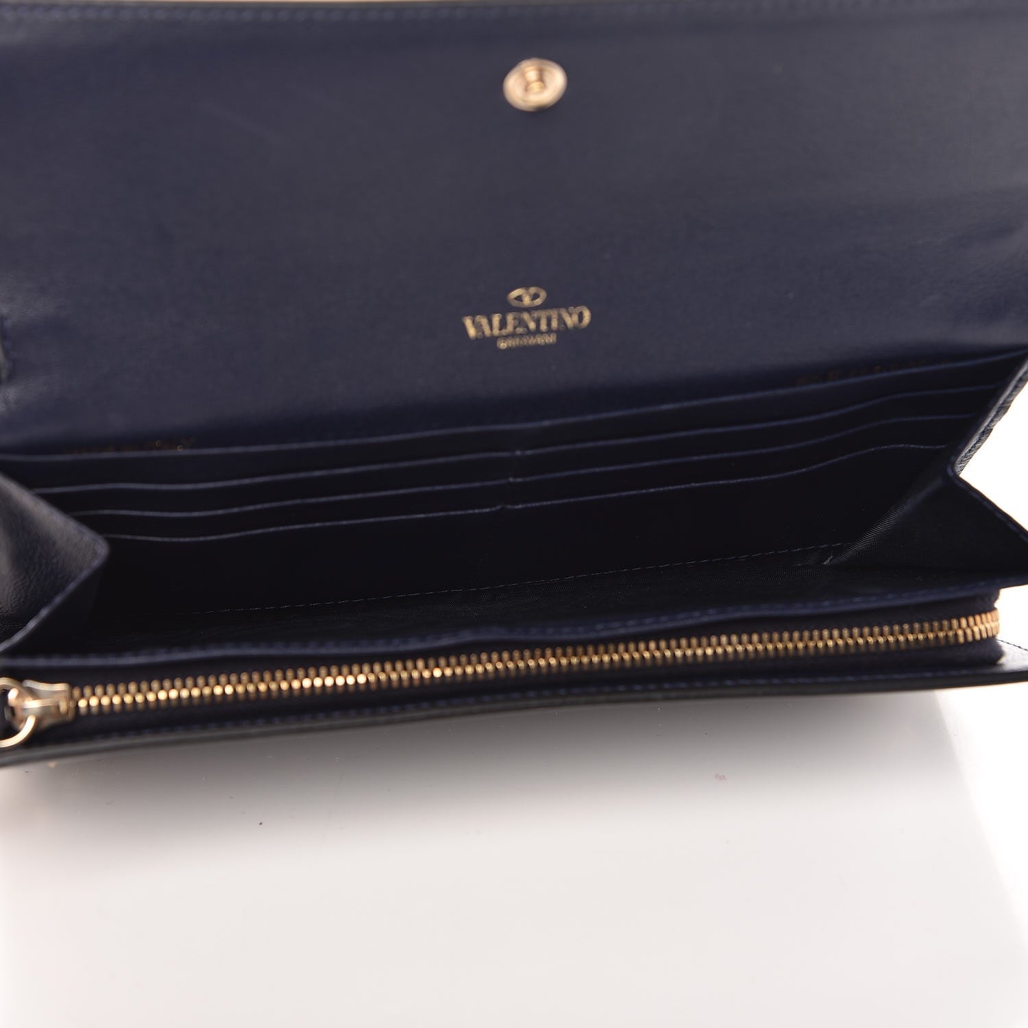 Valentino Garavani Calfskin Rockstud Wristlet Travel Wallet Marine 5 of 9