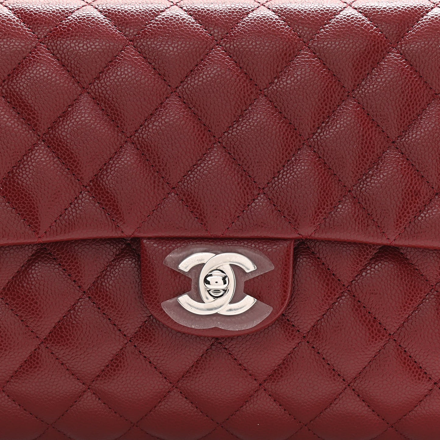 Caviar Quilted Flap Clutch Burgundy