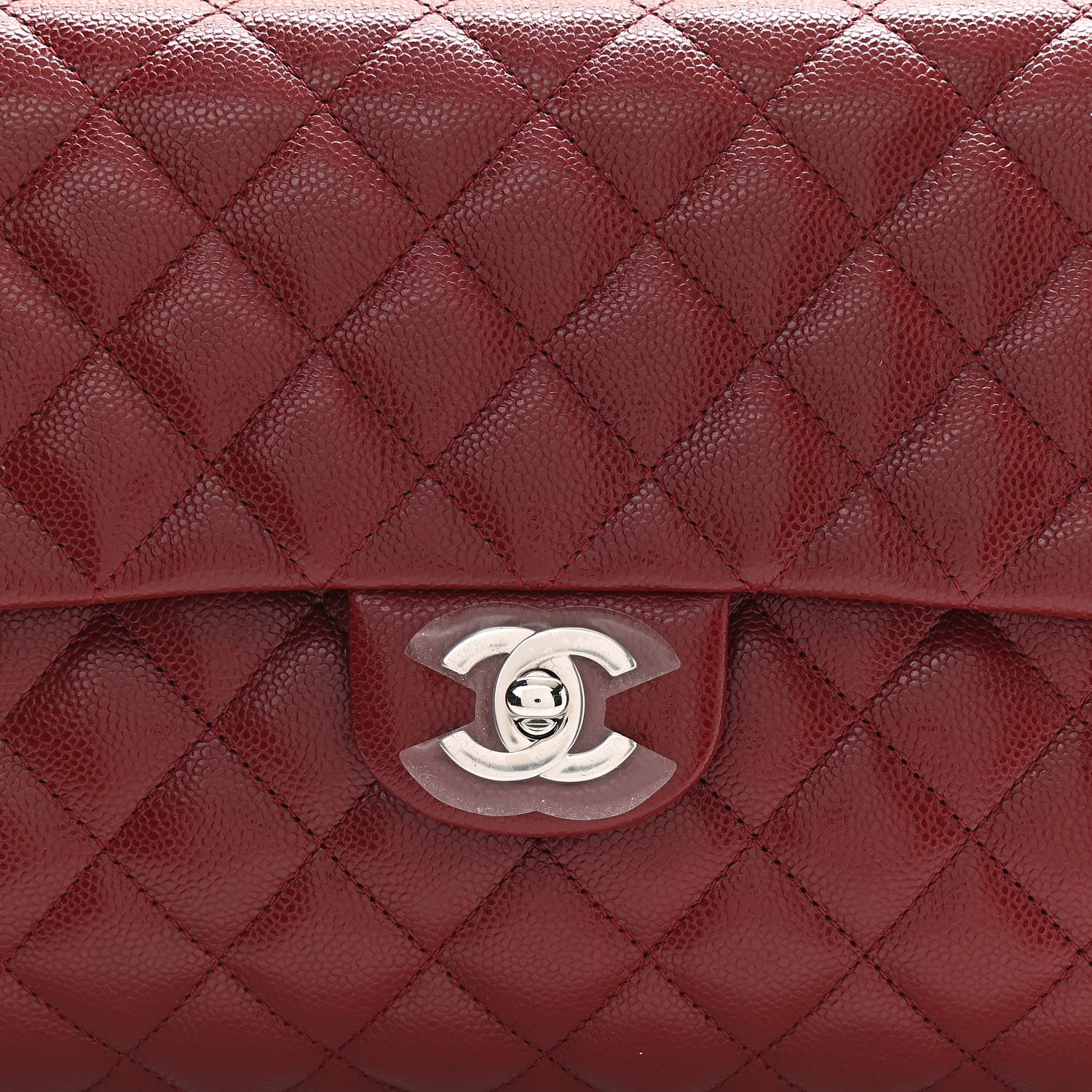 Chanel Caviar Quilted Flap Clutch Burgundy 8 of 11