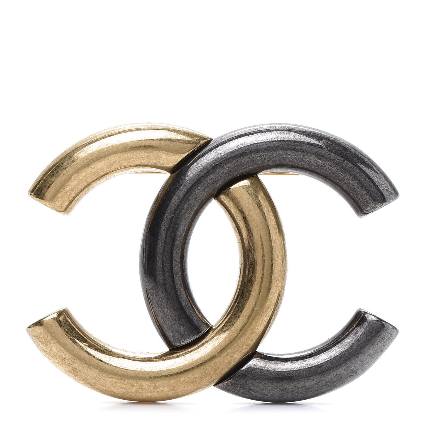 Metal CC Brooch Gold Ruthenium