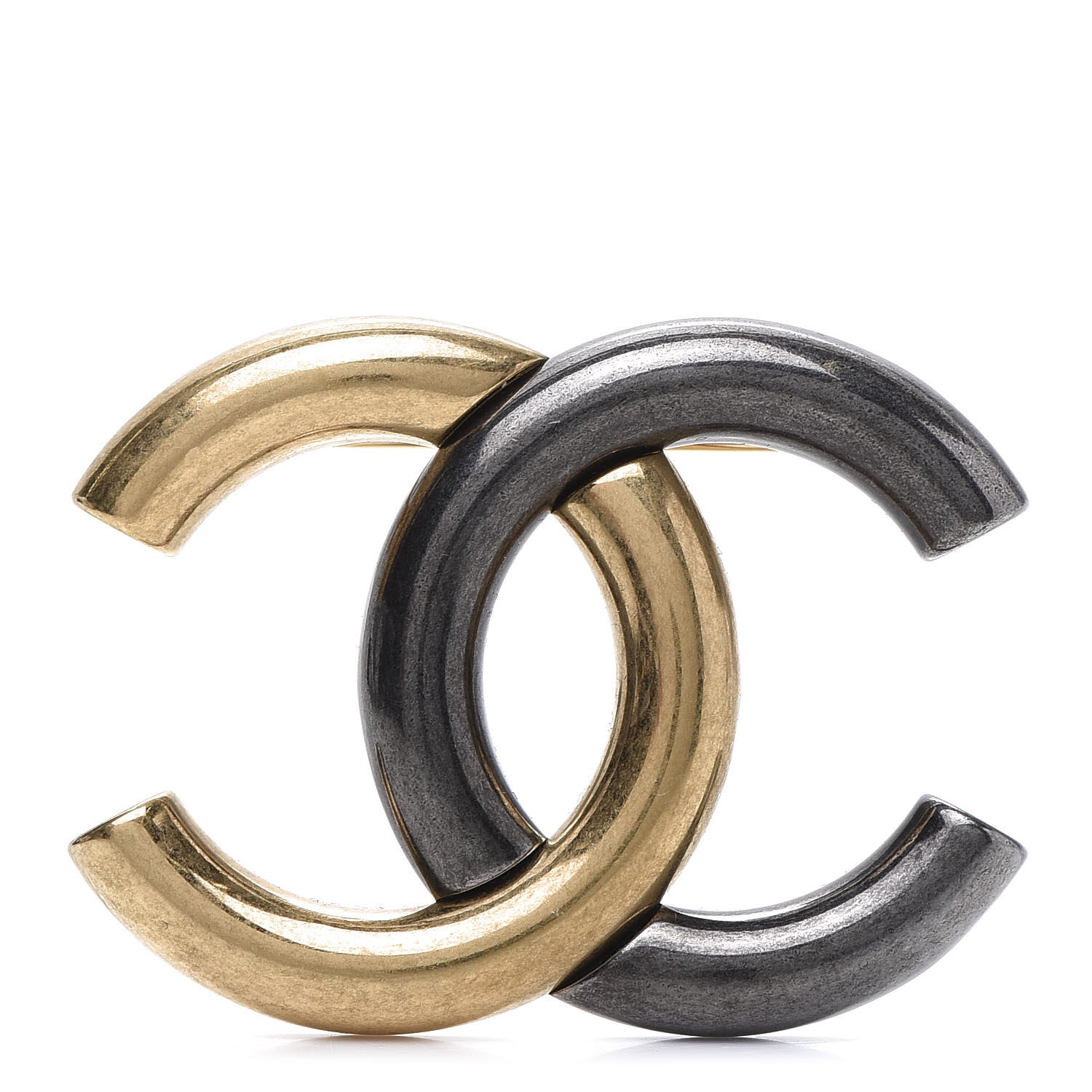 Chanel Metal CC Brooch Gold Ruthenium 1 of 5