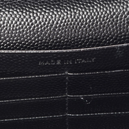 Saint Laurent Grain De Poudre Matelasse Chevron Monogram Chain Wallet Black White 7 of 14