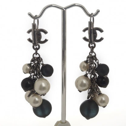 Chanel CC Pearl Earrings Black White 1 of 7