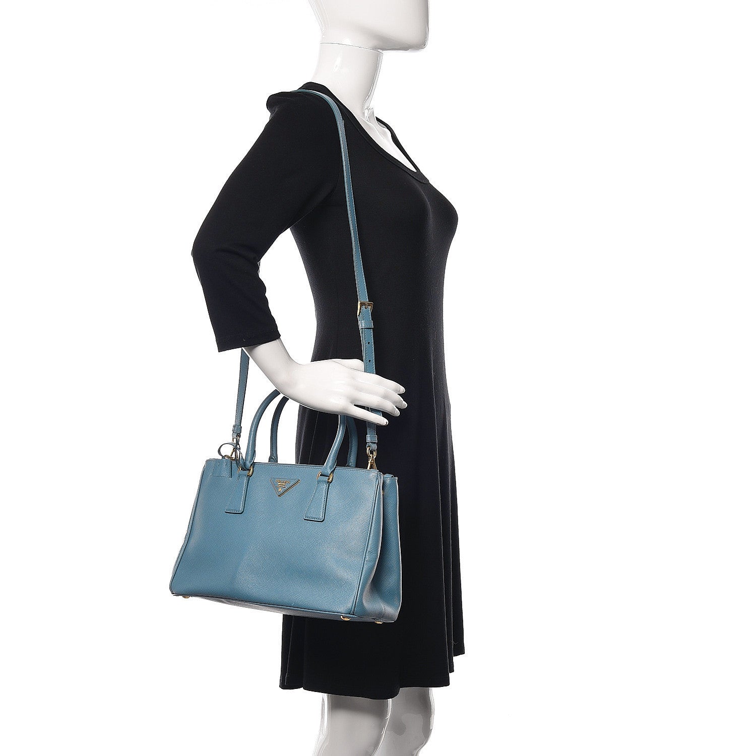 Prada Saffiano Galleria Small Double Zip Tote Turchese 2 of 17