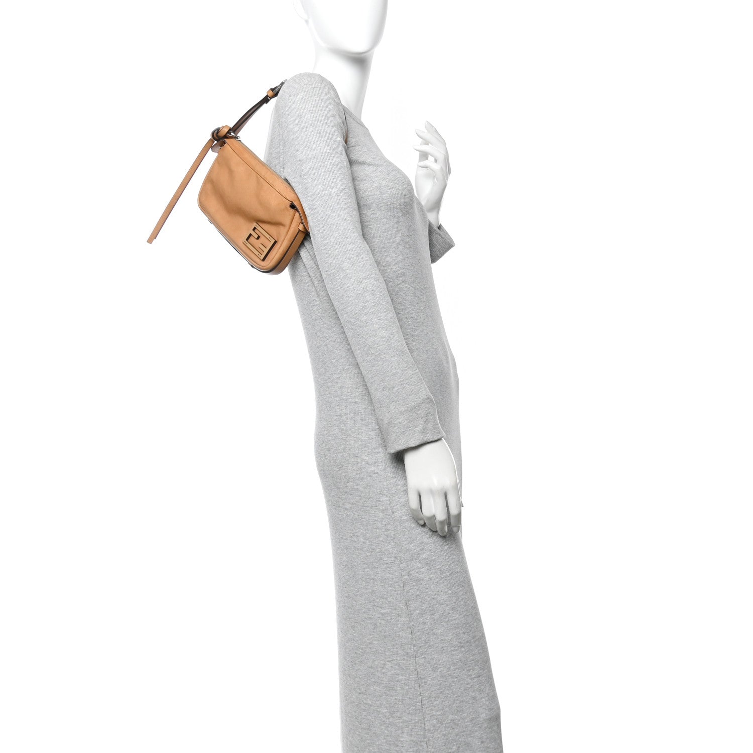 Fendi Vitello Mini Simply Fendi Shoulder Bag Miele Scuro 3 of 20