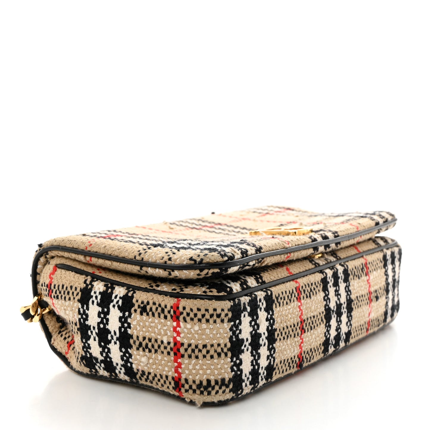 Calfskin Boucle Check Small Lola Chain Bag Archive Beige