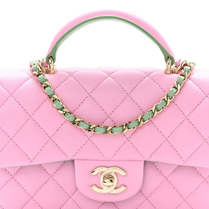Chanel Lambskin Quilted Mini Top Handle Rectangular Flap Lilac Light Green 8 of 10