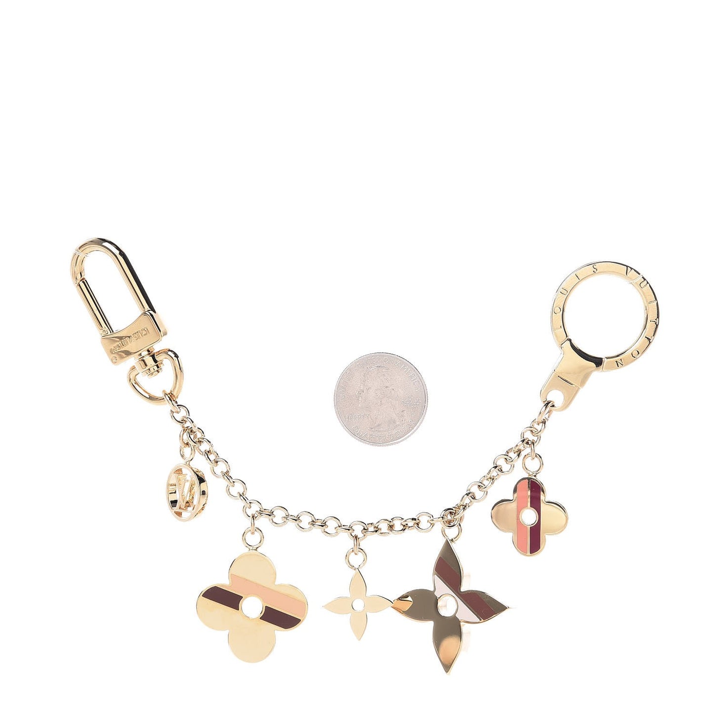 Stripes Flowers Bag Charm Key Holder