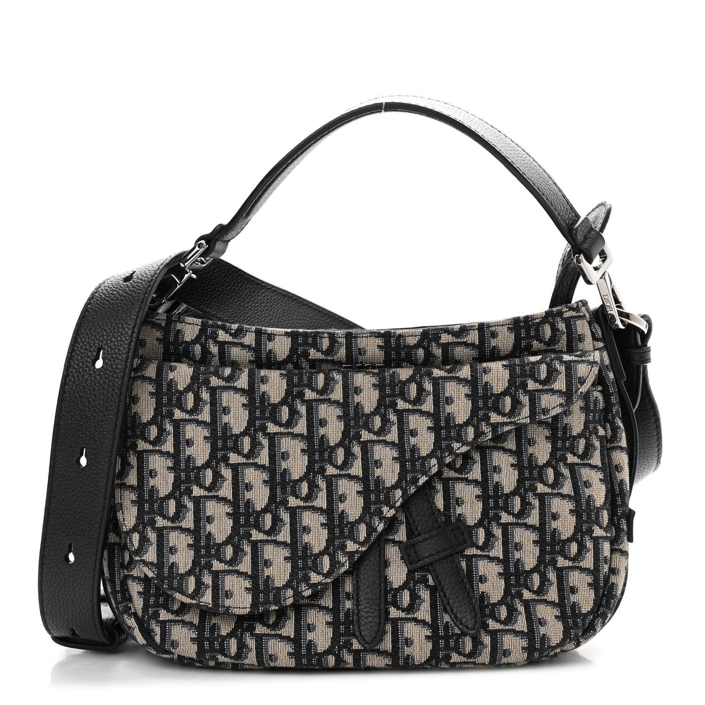 Oblique Mini Soft Saddle Bag Beige Black