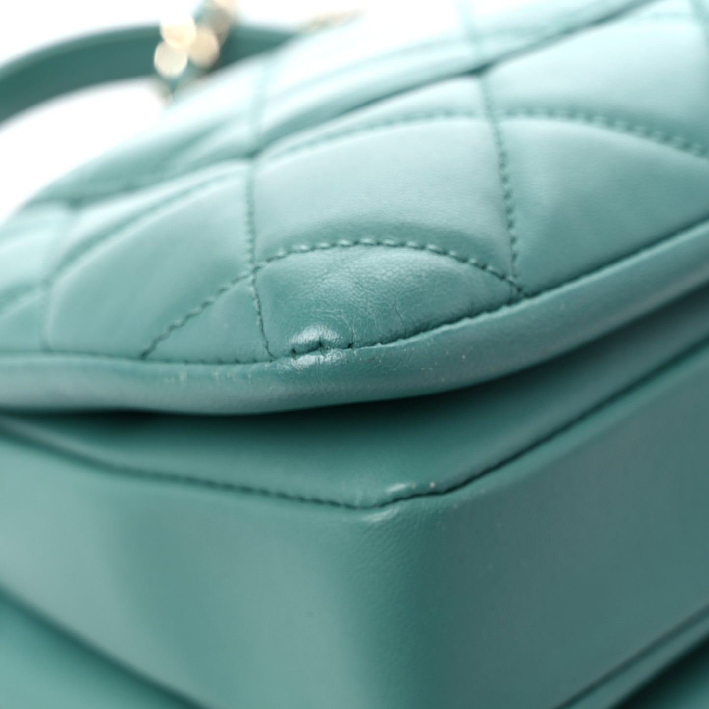 Lambskin Quilted Small Trendy CC Flap Dual Handle Bag Light Green