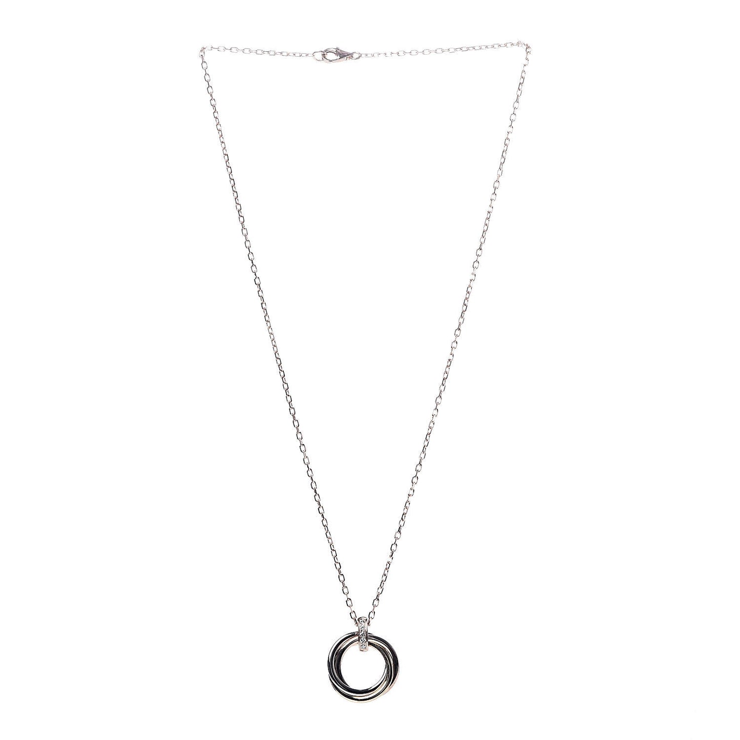18K Pink Yellow White Gold Diamond Trinity Pendant Necklace