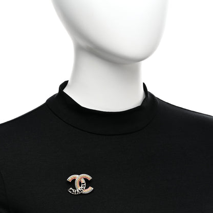 Chanel Crystal Rainbow Logo CC Brooch Gold Multicolor 2 of 5