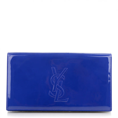 Saint Laurent Patent Calfskin Monogram Large Belle De Jour Clutch Royal Blue 1 of 7