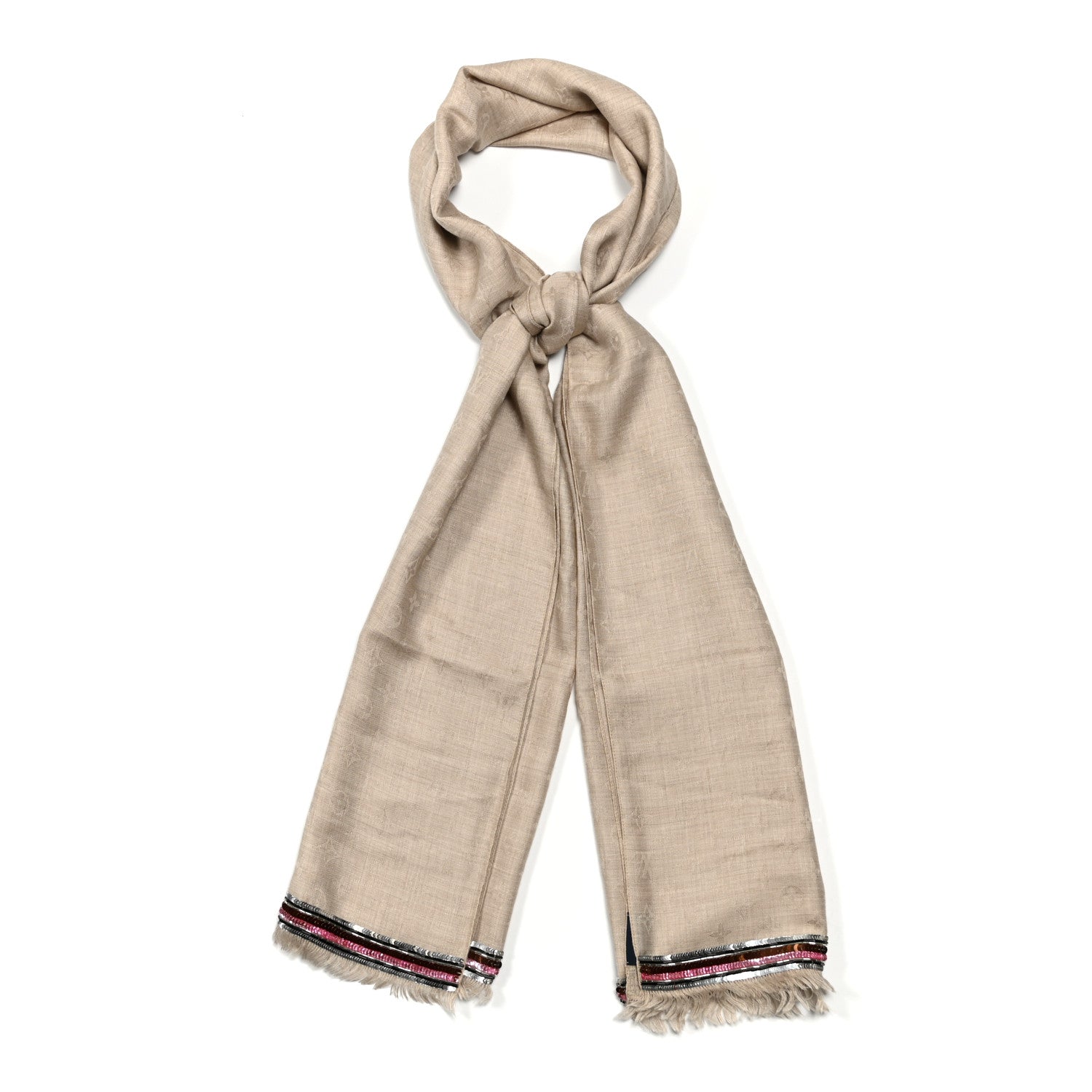 Louis Vuitton Cashmere Sequin Monogram Before Party Etole Beige Multicolor 1 of 5