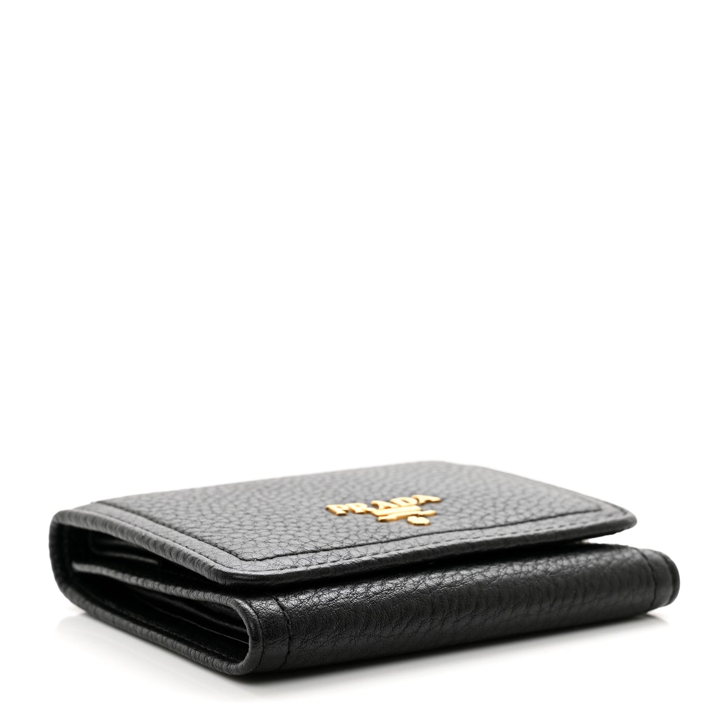 Vitello Daino Metal Tri-Fold Wallet Black
