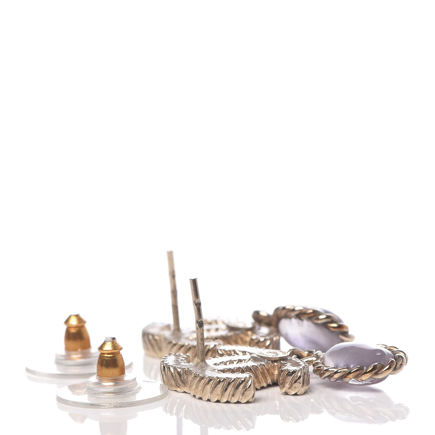 Chanel Enamel CC Drop Earrings Gold 3 of 4