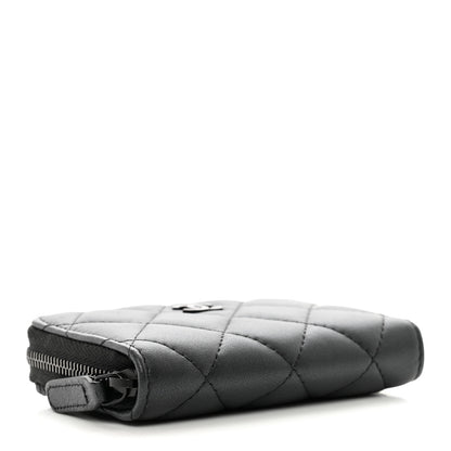 Chanel Pearly Lambskin Quilted Zip Coin Purse So Black 4 of 8