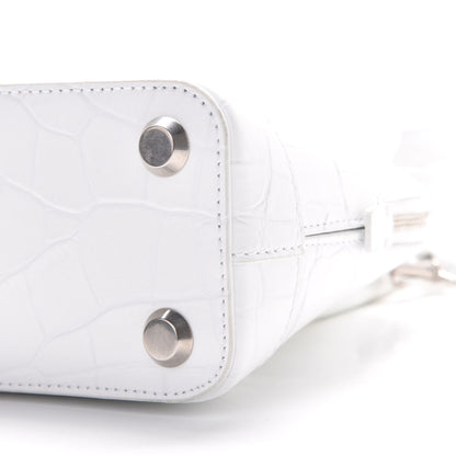 Balenciaga Calfskin Crocodile Embossed XXS Ville Top Handle Bag White Black 9 of 12