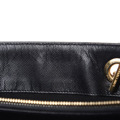 Saint Laurent Grain De Poudre Matelasse Chevron Monogram Shopping Bag Black 11 of 18