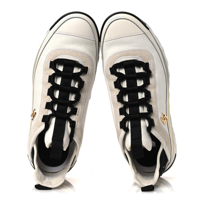 Chanel Velvet Calfskin Mixed Fibers CC Sneakers 38 White 38 Ivory Black 2 of 11