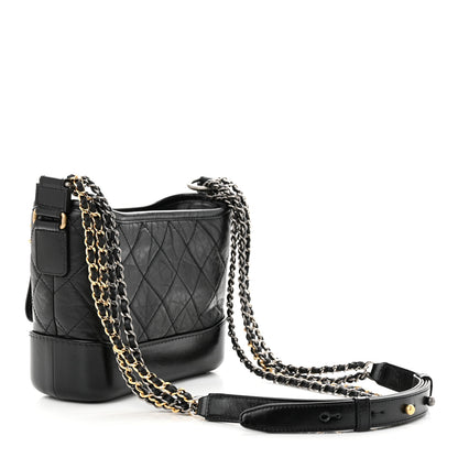 Chanel Aged Calfskin Quilted Small Gabrielle Hobo Black 3 of 11