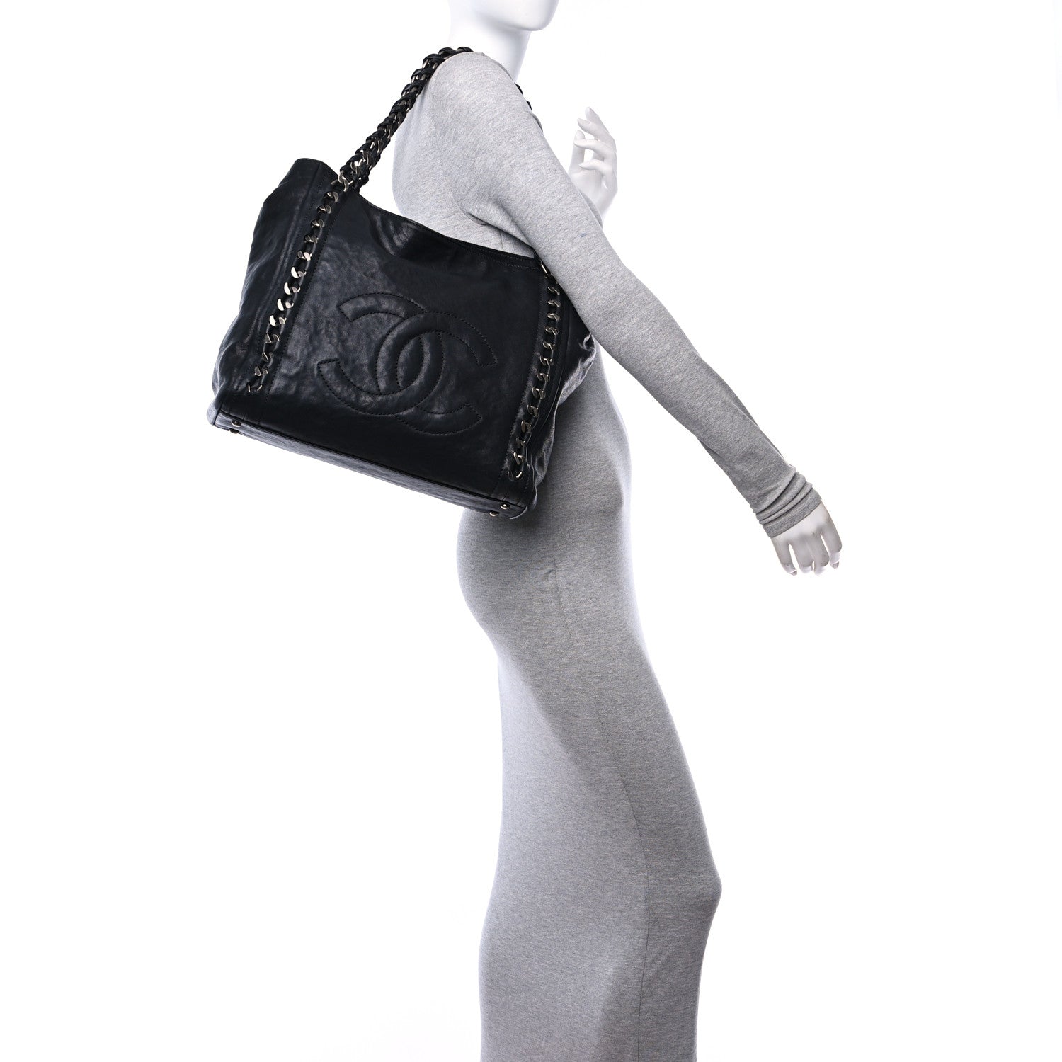 Chanel Glazed Caviar Modern Chain Tote Black 2 of 10