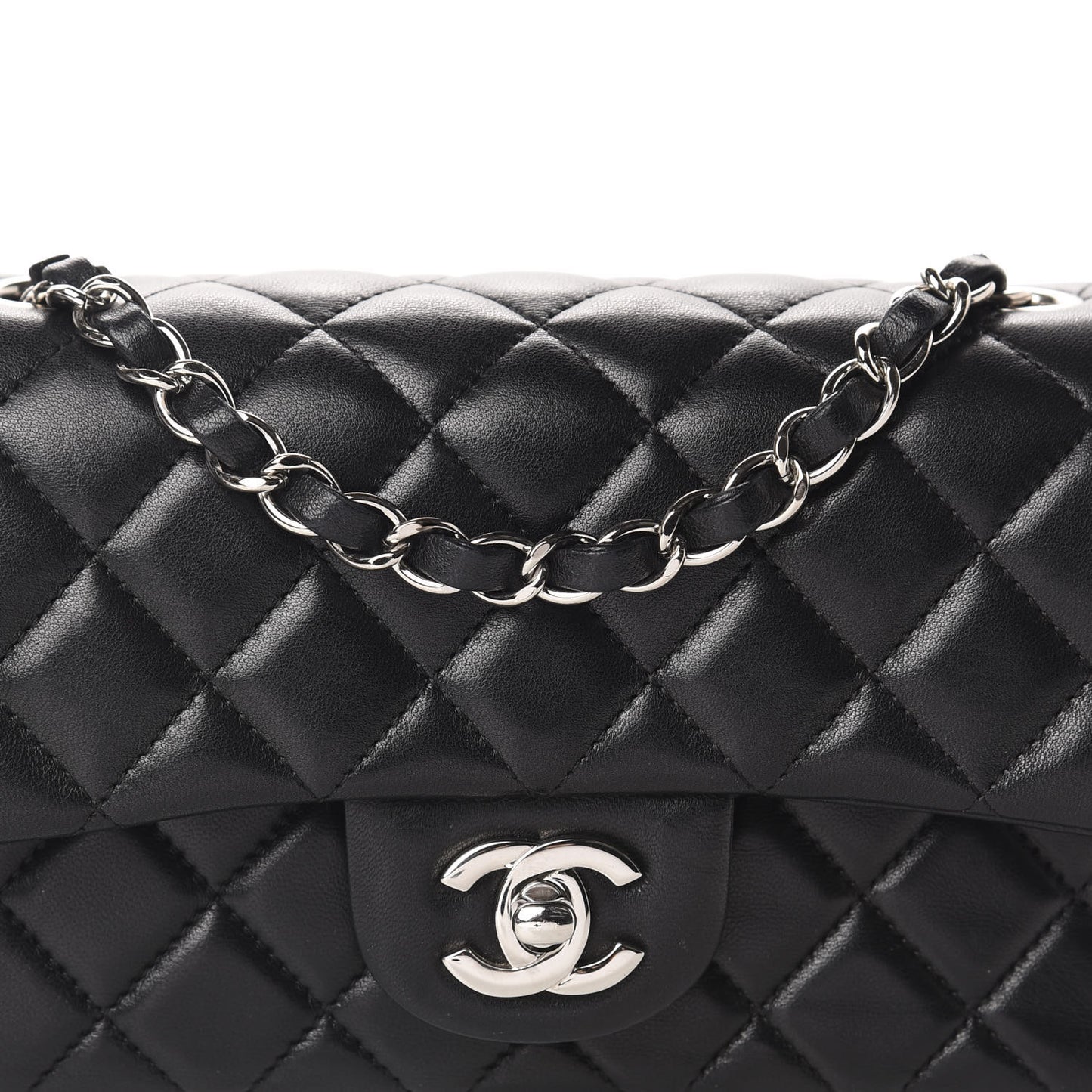 Lambskin Quilted Mini Rectangular Flap Black