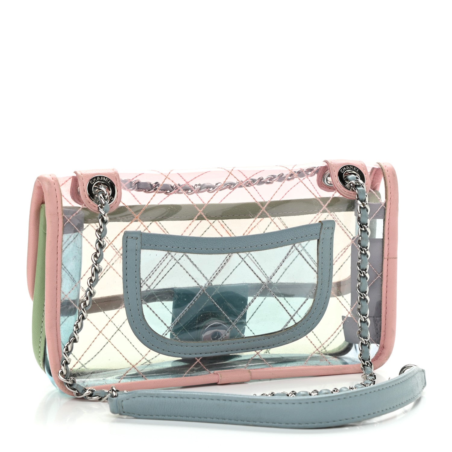 Chanel Lambskin PVC Quilted Mini Coco Splash Flap Blue Green 3 of 10