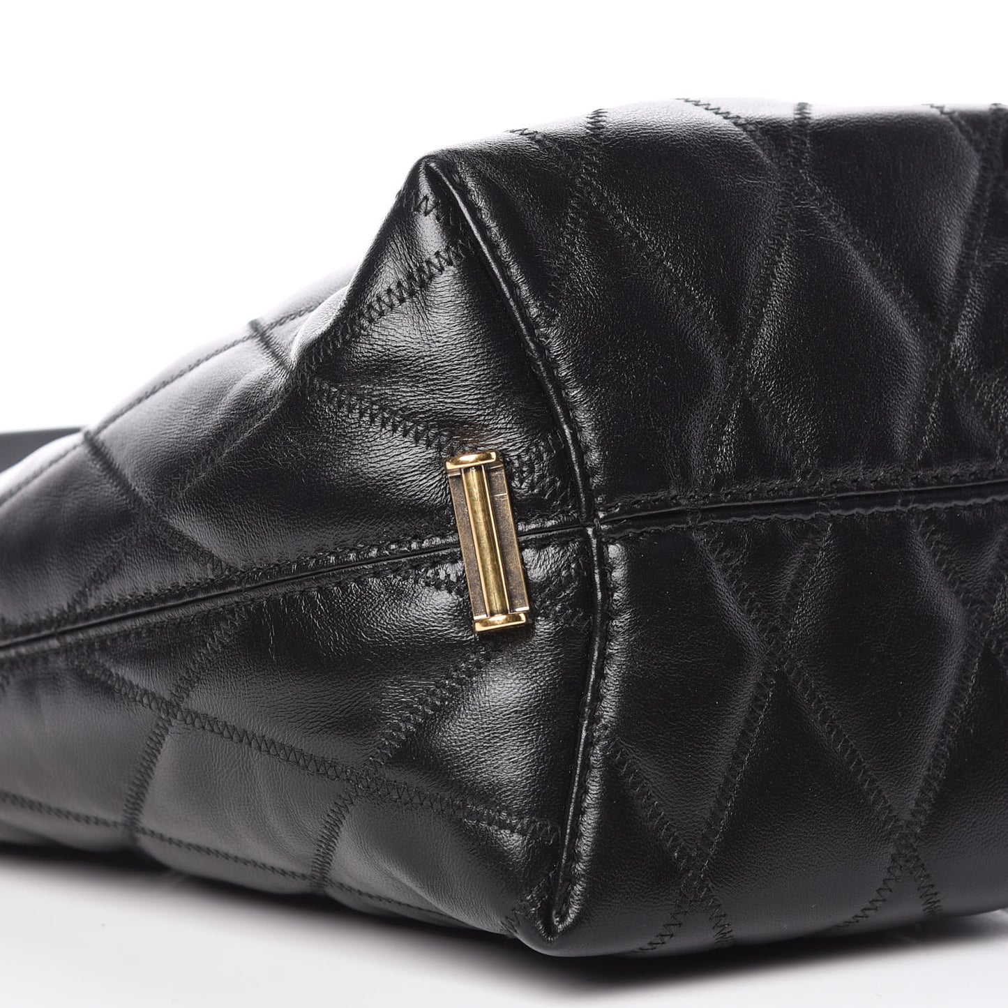 Lambskin Quilted Mini GV Bucket Bag Black