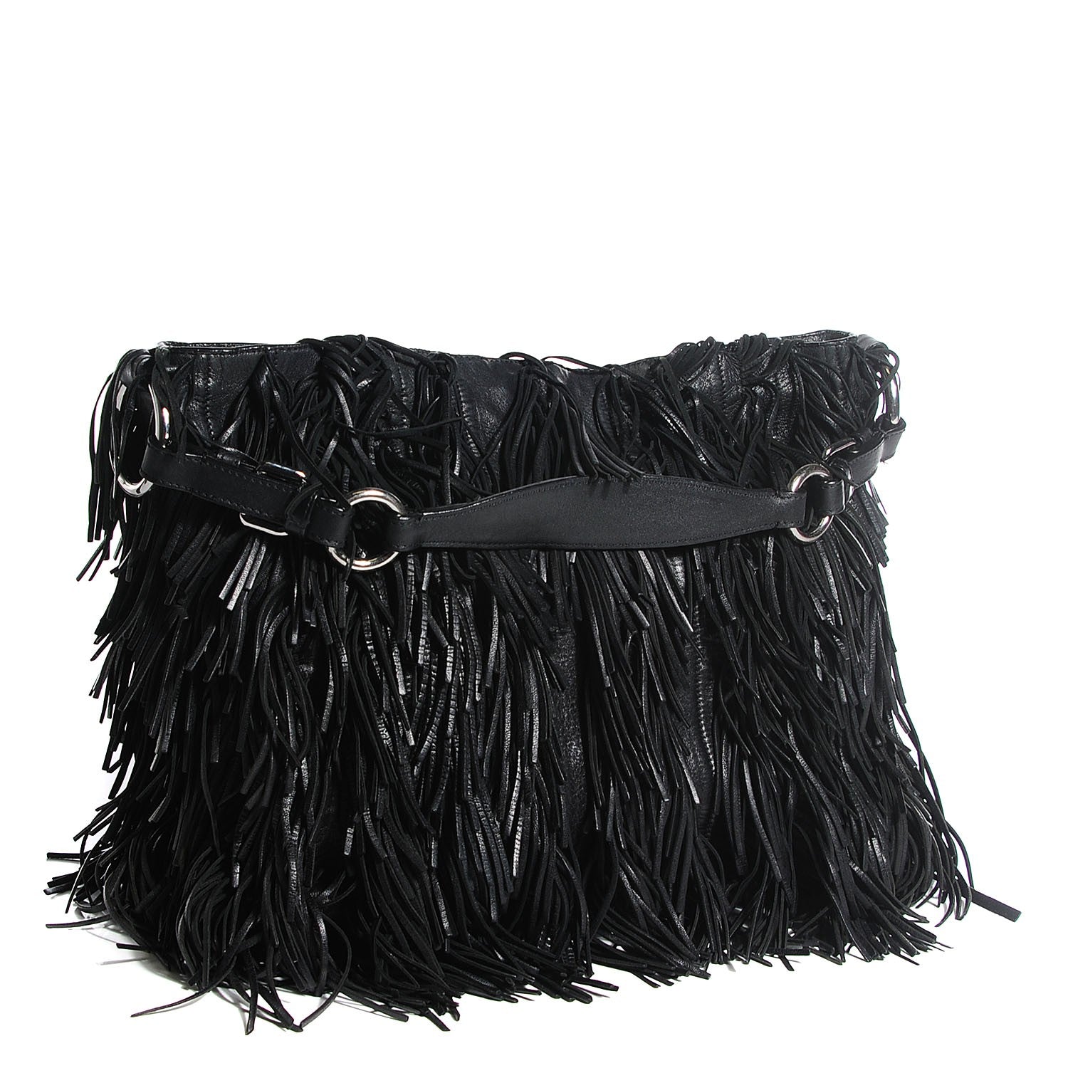 Prada Nappa Fringe Hobo Nero Black 3 of 9